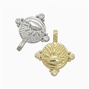Copper Sun Pendant Pave Zirconia Mixed, approx 19-22mm