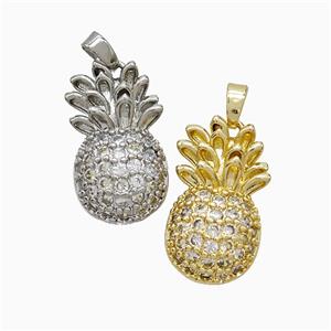 Copper Pineapple Pendant Pave Zirconia Mixed, approx 13-21mm