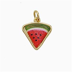 Copper Watermelon Pendant Pave Resin Gold Plated, approx 13mm