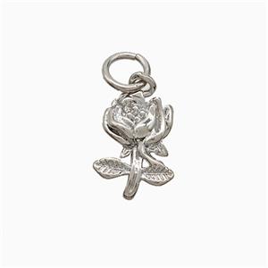 Copper Flower Pendant Platinum Plated, approx 8-11mm