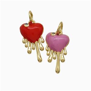 Copper Heart Pendant Enamel Gold Plated Mixed, approx 9-16mm