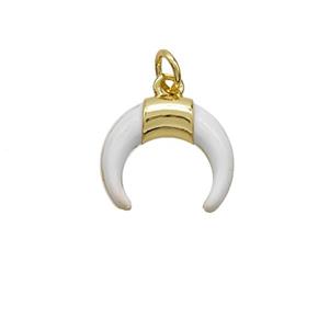 Copper Horn Pendant White Enamel Gold Plated, approx 14.5mm