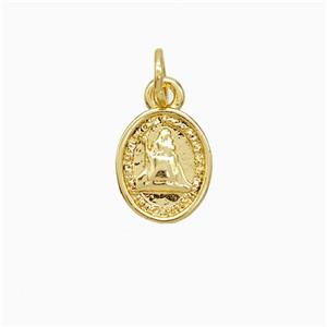 Virgin Mary Charms Copper Pendant 18K Gold Plated, approx 8-10mm