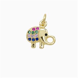 Copper Elephant Pendant Pave Zirconia 18K Gold Plated, approx 10-12mm