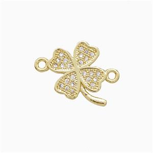 Copper Clower Connector Pave Zirconia 18K Gold Plated, approx 11-14mm
