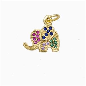 Copper Elephant Pendant Pave Zirconia 18K Gold Plated, approx 9-12mm