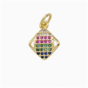 Copper Square Pendant Pave Zirconia 18K Gold Plated, approx 8-10mm