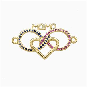 Copper Connector Pave Zircon, Gold Plated, approx 16-24mm