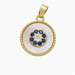 Copper Flower Pendant Pave Zirconia Shell 18K Gold Plated, approx 15mm
