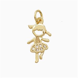 Copper Kids Girls Pendant Pave Zirconia 18K Gold Plated, approx 9-15mm
