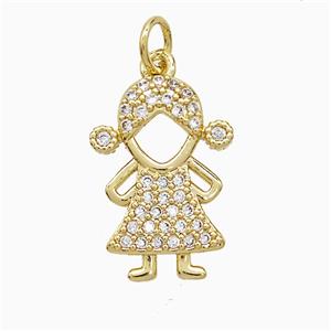 Copper Kids Girls Pendant Pave Zirconia 18K Gold Plated, approx 13-18mm