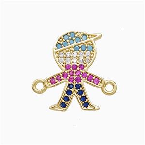 Copper Connector Pave Zircon, Gold Plated, approx 15mm