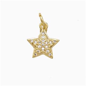 Copper Star Pendant Pave Zirconia 18K Gold Plated, approx 10mm