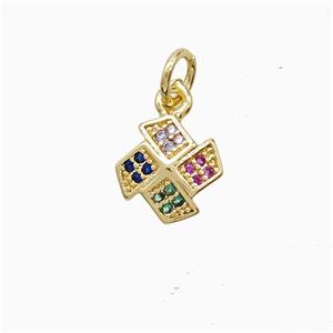 Copper Pendant Pave Zircon, Gold Plated, approx 8mm