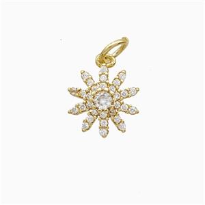 Copper Sun Pendant Pave Zirconia 18K Gold Plated, approx 10mm