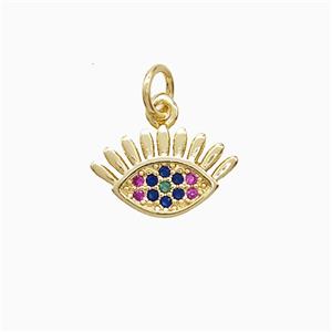 Copper Eye Pendant Pave Multicolor Zirconia 18K Gold Plated, approx 8-13mm
