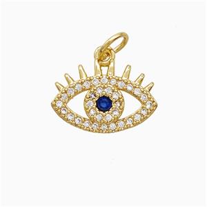 Copper Eye Pendant Pave Zirconia 18K Gold Plated, approx 10-15mm