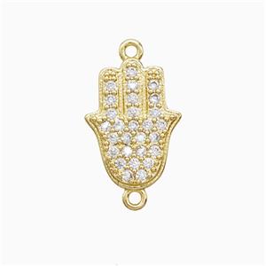 Copper Hamsahand Connector Pave Zirconia 18K Gold Plated, approx 12-16mm