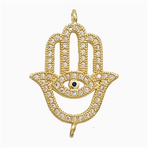 Copper Hamsahand Connector Pave Zirconia 18K Gold Plated, approx 18-20mm