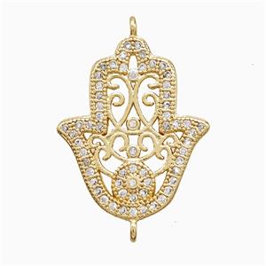 Copper Hamsahand Connector Pave Zirconia 18K Gold Plated, approx 18-20mm