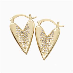 Copper Earring Pave Zircon, Gold Plated, approx 16-25mm