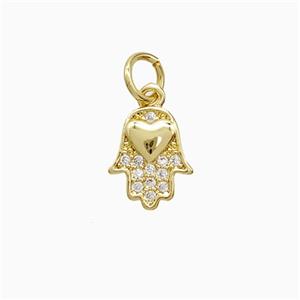Copper Pendant Pave Zircon, Gold Plated, approx 8-10mm