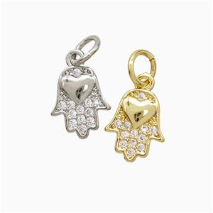 Copper Pendant Pave Zircon, Gold Plated, approx 8-10mm