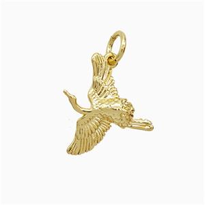 Copper Crane Pendant Birds Gold Plated, approx 14-15mm
