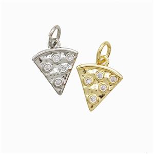 Copper Pizza Slice Pendant Pave Zirconia Mixed, approx 10mm