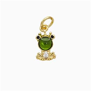 Copper Pendant Pave Zircon, Gold Plated, approx 7-10mm