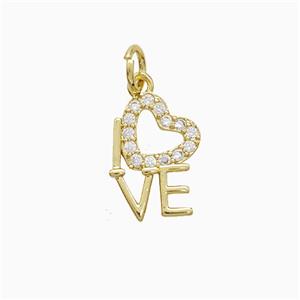 Copper Pendant Pave Zircon, Gold Plated, approx 9-14mm