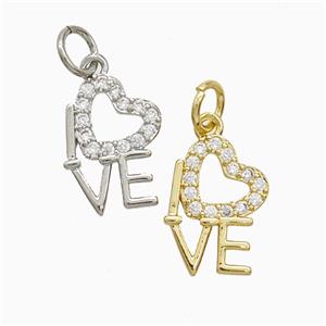 Copper Pendant Pave Zircon, Gold Plated, approx 9-14mm
