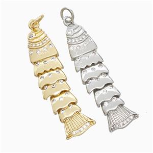 Copper Fish Pendant Pave Zirconia Mixed, approx 8-33mm
