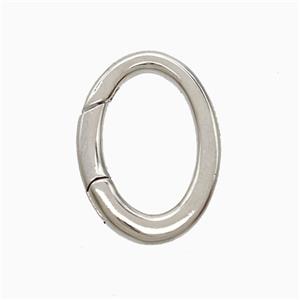 Copper Carabiner Clasp Oval Platinum Plated, approx 13-18mm