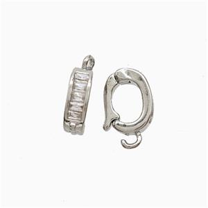 Copper Bail Pave Zirconia Platinum Plated, approx 6-8.5mm