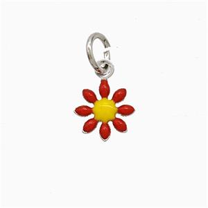 Enamel Copper Pendant Pave Zircon, Gold Plated, approx 7.5mm