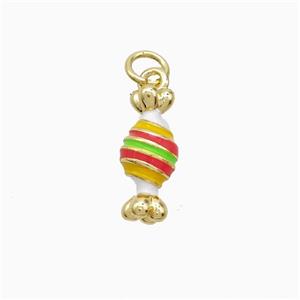 Copper Candy Pendant Multicolor Enamel Sweet Gold Plated, approx 6-15mm
