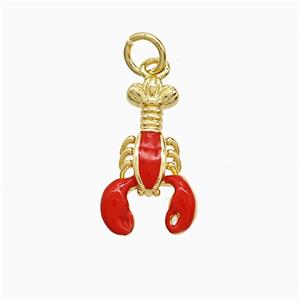 Copper Scorpion Pendant Red Enamel Gold Plated, approx 10-17mm