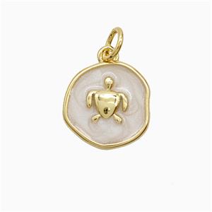 Copper Tortoise Pendant White Painted Gold Plated, approx 13mm
