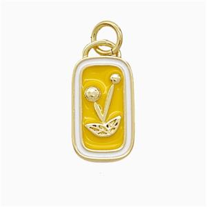 Copper Flower Pendant Yellow Enamel Gold Plated, approx 9-17mm