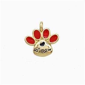 Copper Paws Pendant Red Enamel Gold Plated, approx 11mm