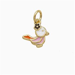 Copper Birds Multicolor Enamel Gold Plated, approx 9-10mm