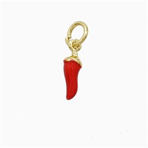 Copper Chili Pendant Red Enamel Gold Plated, approx 3-10mm