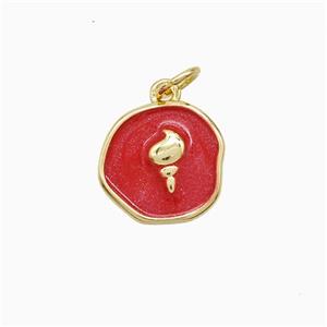 Copper Conch Shell Pendant Red Painted Gold Plated, approx 12mm