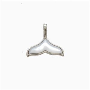 Copper Shark-Tail Pendant Pave Shell Platinum Plated, approx 12-13mm