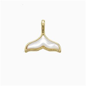 Copper Shark-Tail Pendant Pave Shell Gold Plated, approx 12-13mm