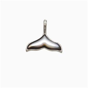 Copper Shark-Tail Pendant Pave Shell Platinum Plated, approx 12-13mm
