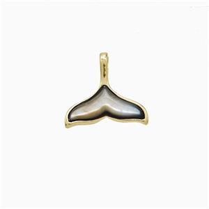 Copper Shark-Tail Pendant Pave Shell Gold Plated, approx 12-13mm