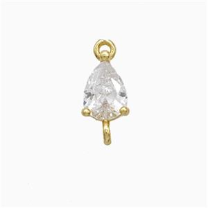 Crystal Glass Teardrop Connector Copper Gold Plated, approx 6-10mm