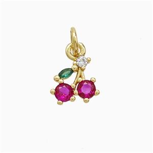 Copper Strawberry Pendant Pave Zirconia Gold Plated, approx 8mm